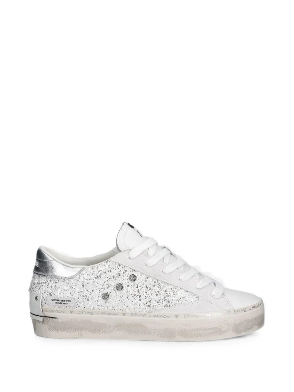 Crime London glitter-embellished leather sneakers Wit