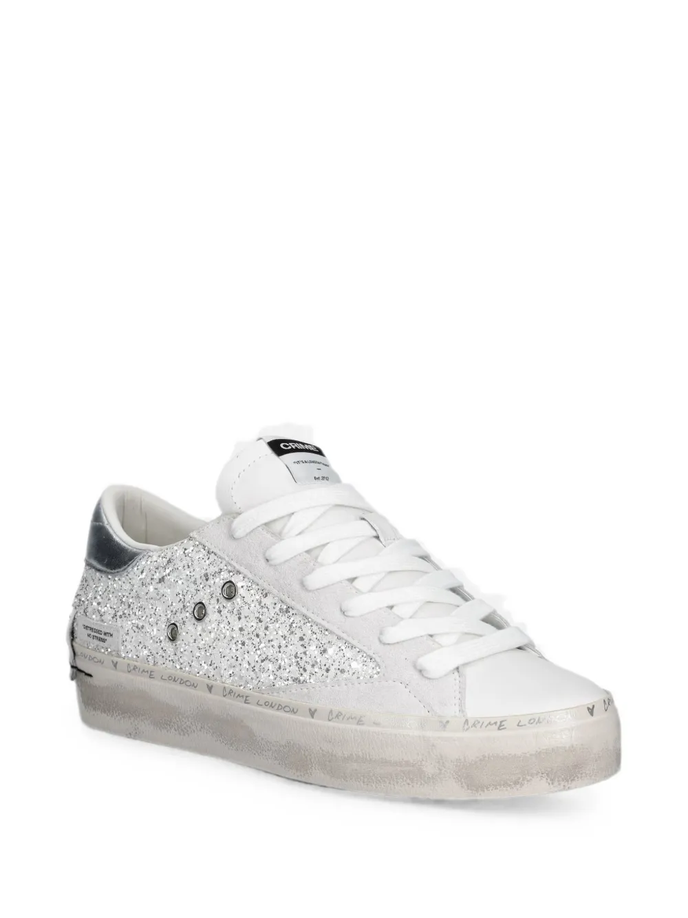 Crime London glitter-embellished leather sneakers Wit