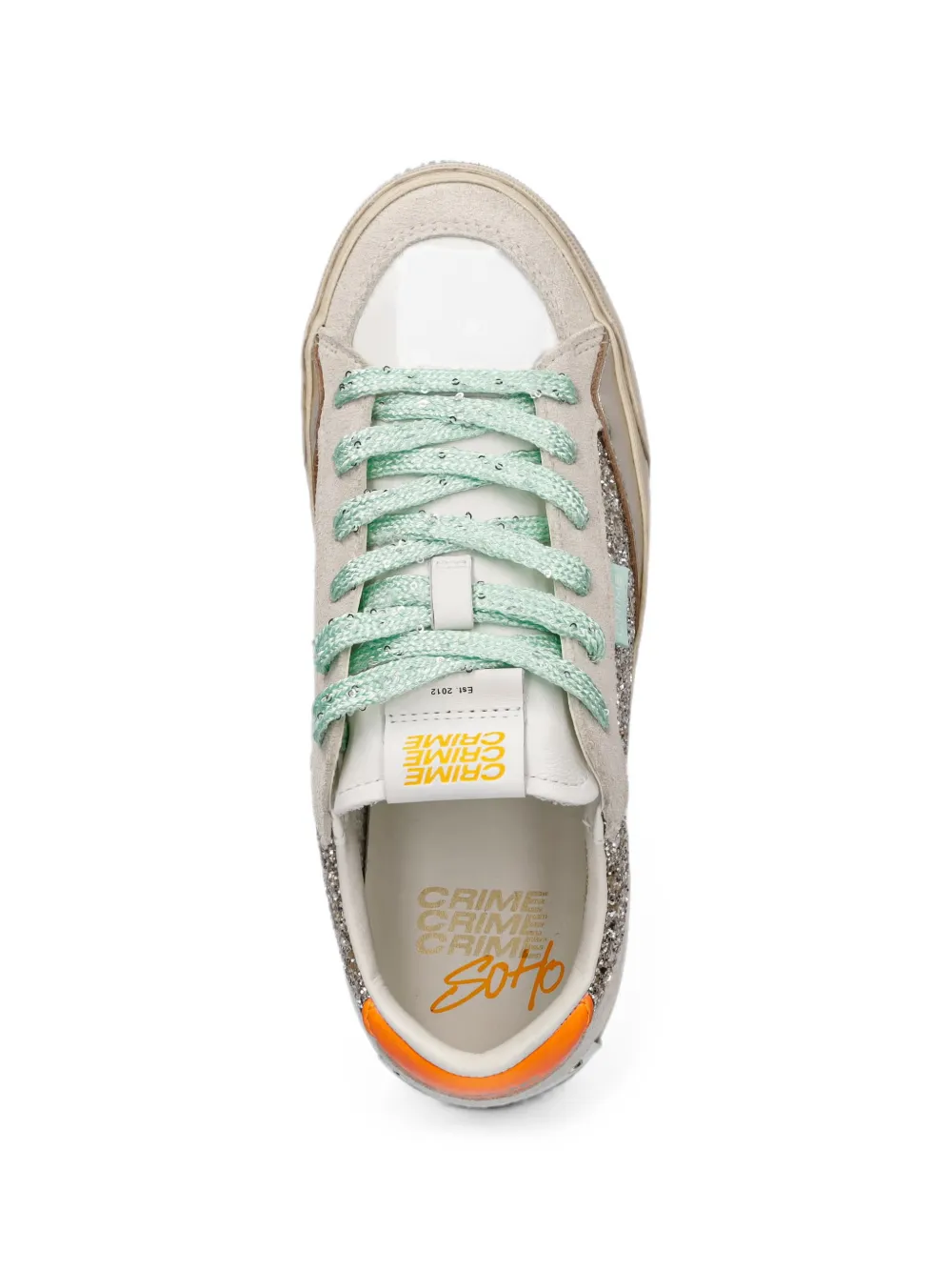 Crime London Soho glitter-detail panelled sneakers Beige