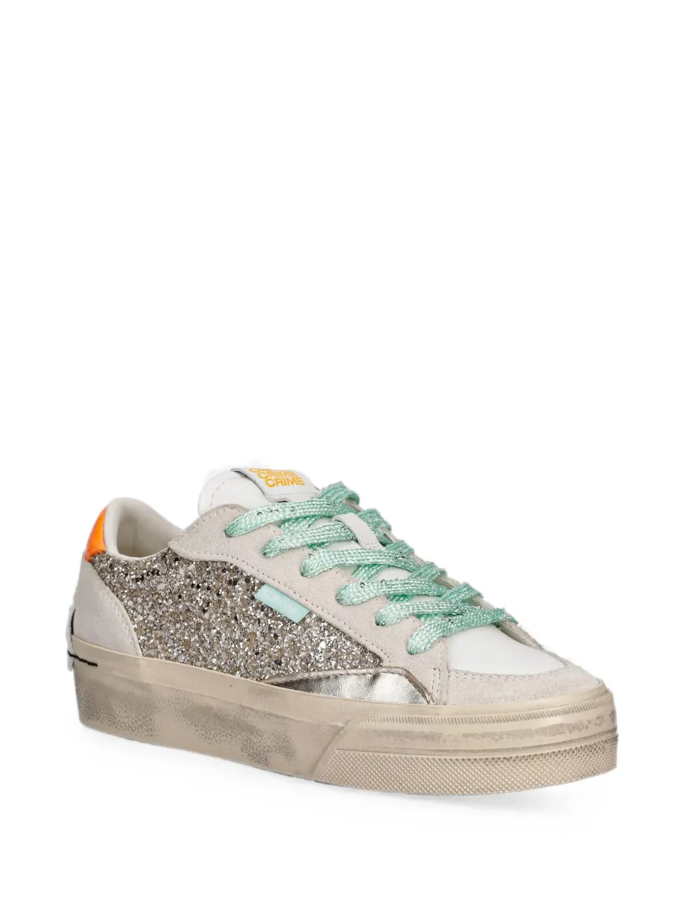Crime London Soho glitter-detail panelled sneakers Beige