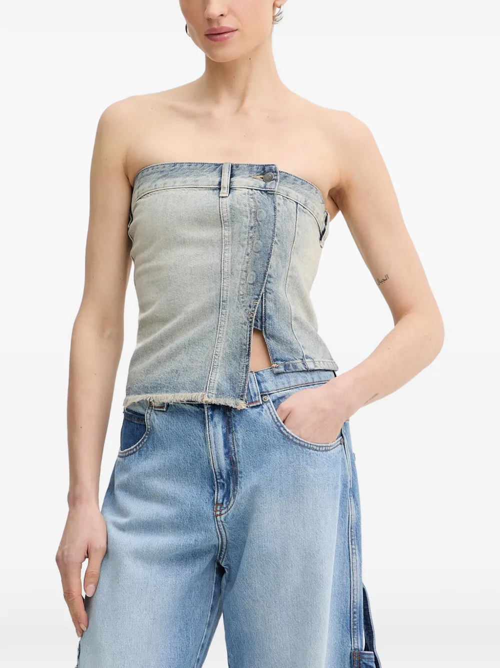 Armani Exchange asymmetric-hem top - Blu