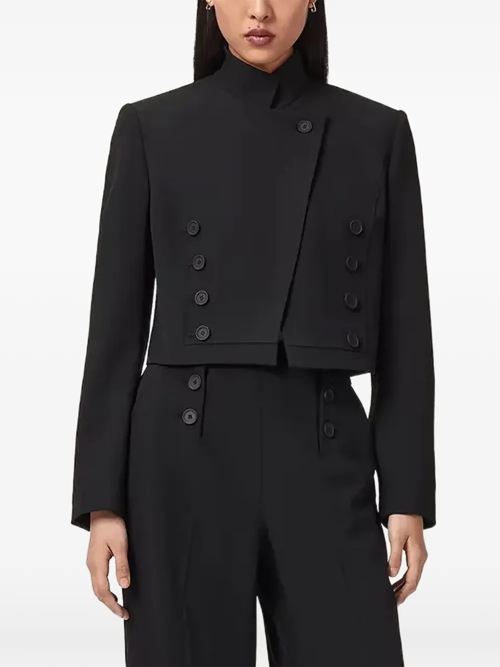 AllSaints Raina cropped double-breasted jacket - Nero