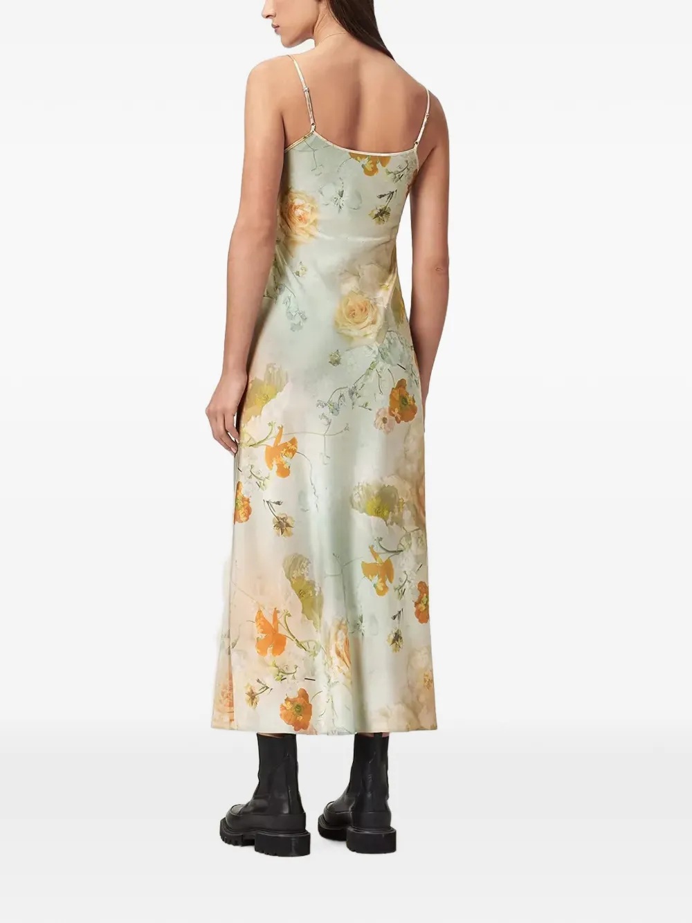 AllSaints Bryony midi-jurk met bloemenprint Beige