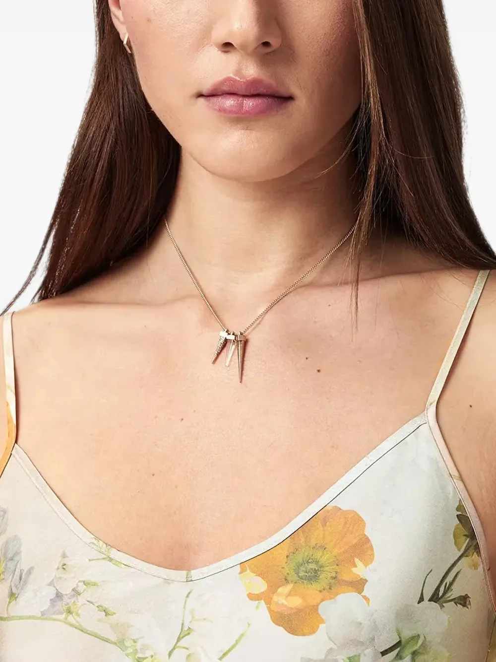 AllSaints Bryony midi-jurk met bloemenprint Beige