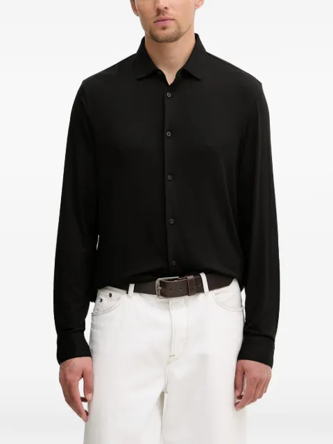 Armani Exchange logo-embroidered long-sleeve shirt