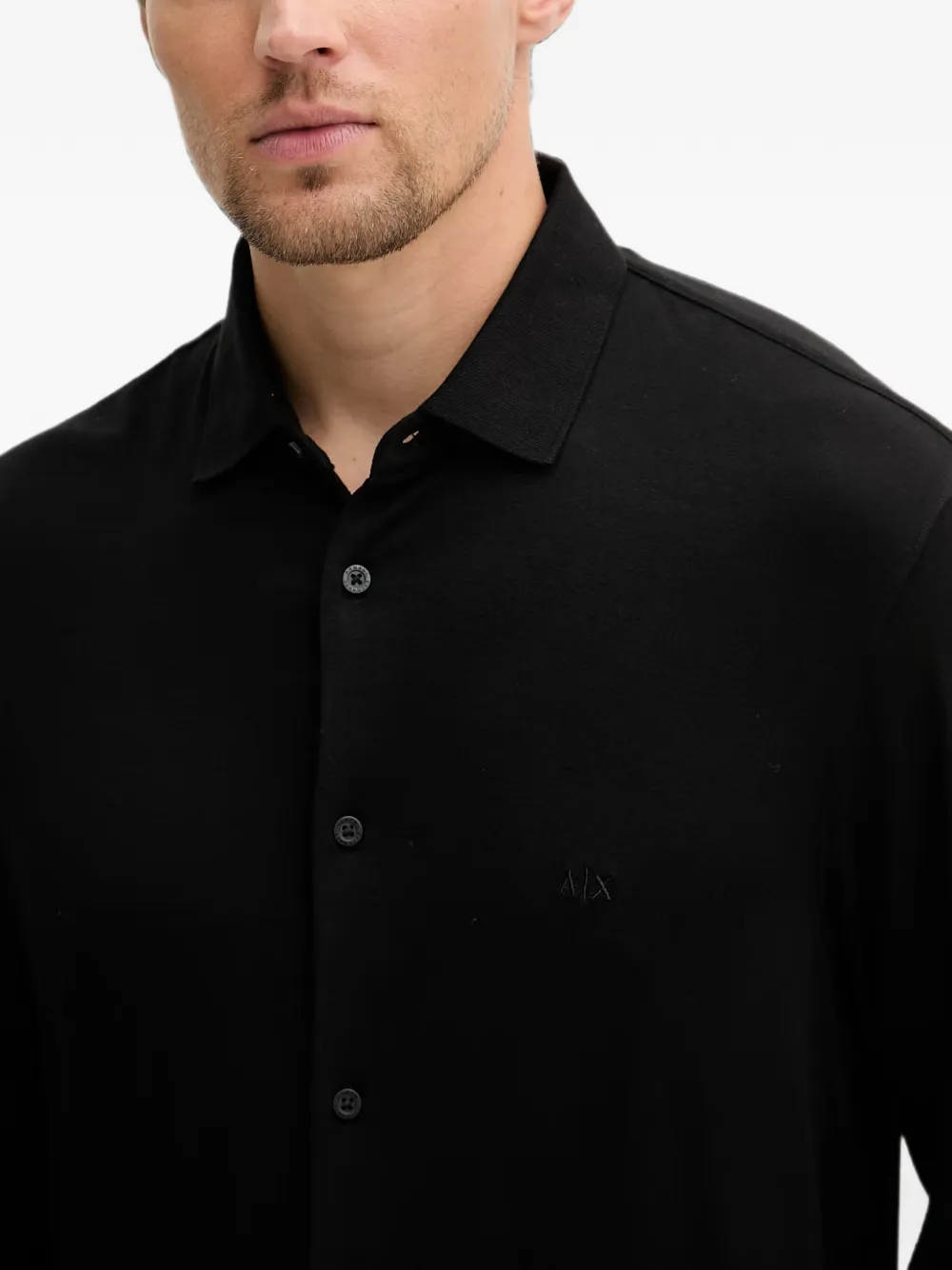 Armani Exchange Overhemd met geborduurd logo Zwart