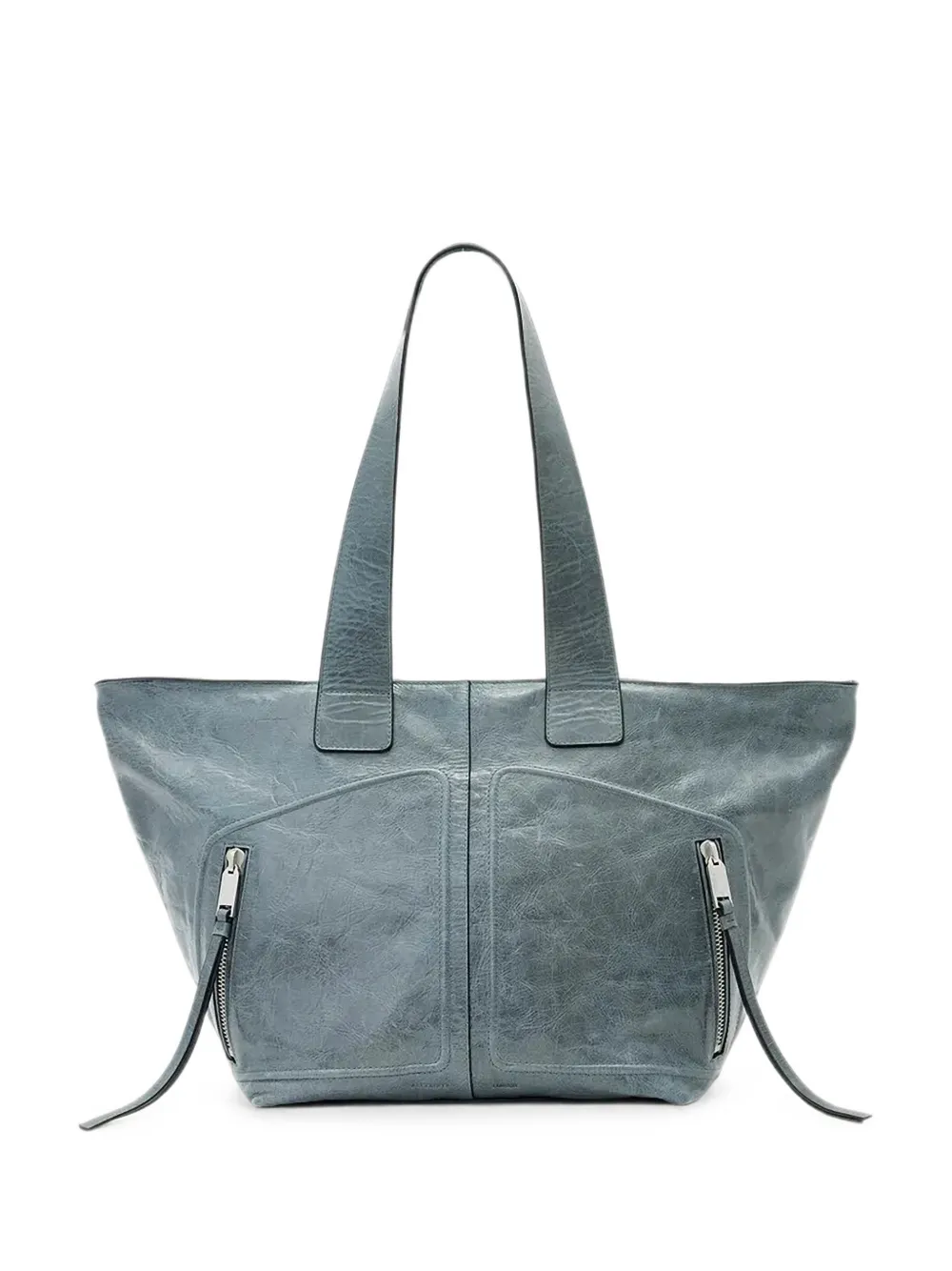 AllSaints crinkled-leather tote bag - Blu