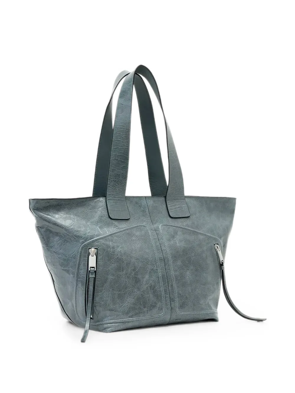 AllSaints Leren shopper met gekreukt effect Blauw