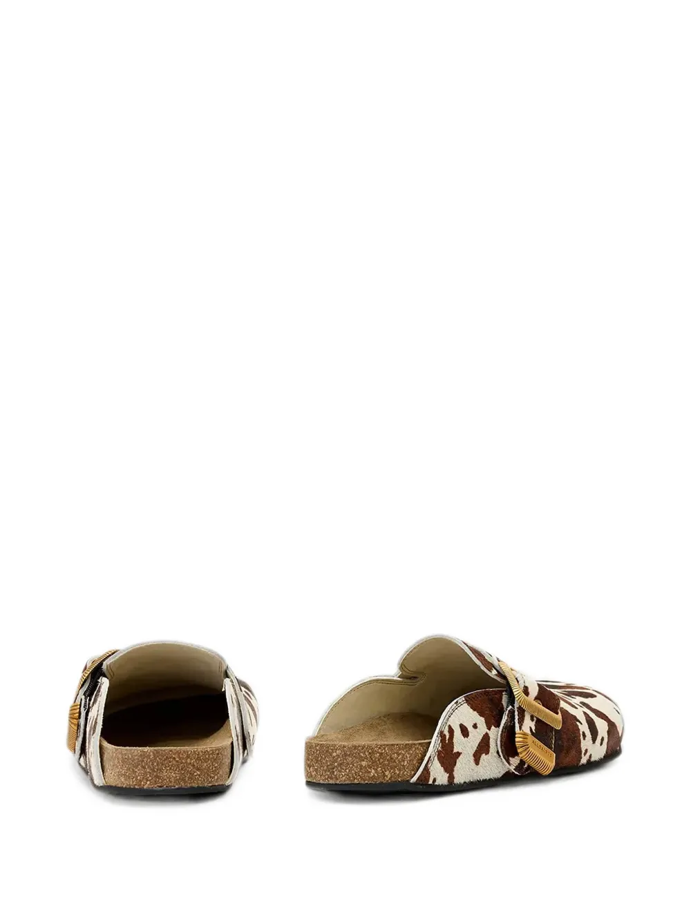 AllSaints Staffa cow-print buckled mules Wit
