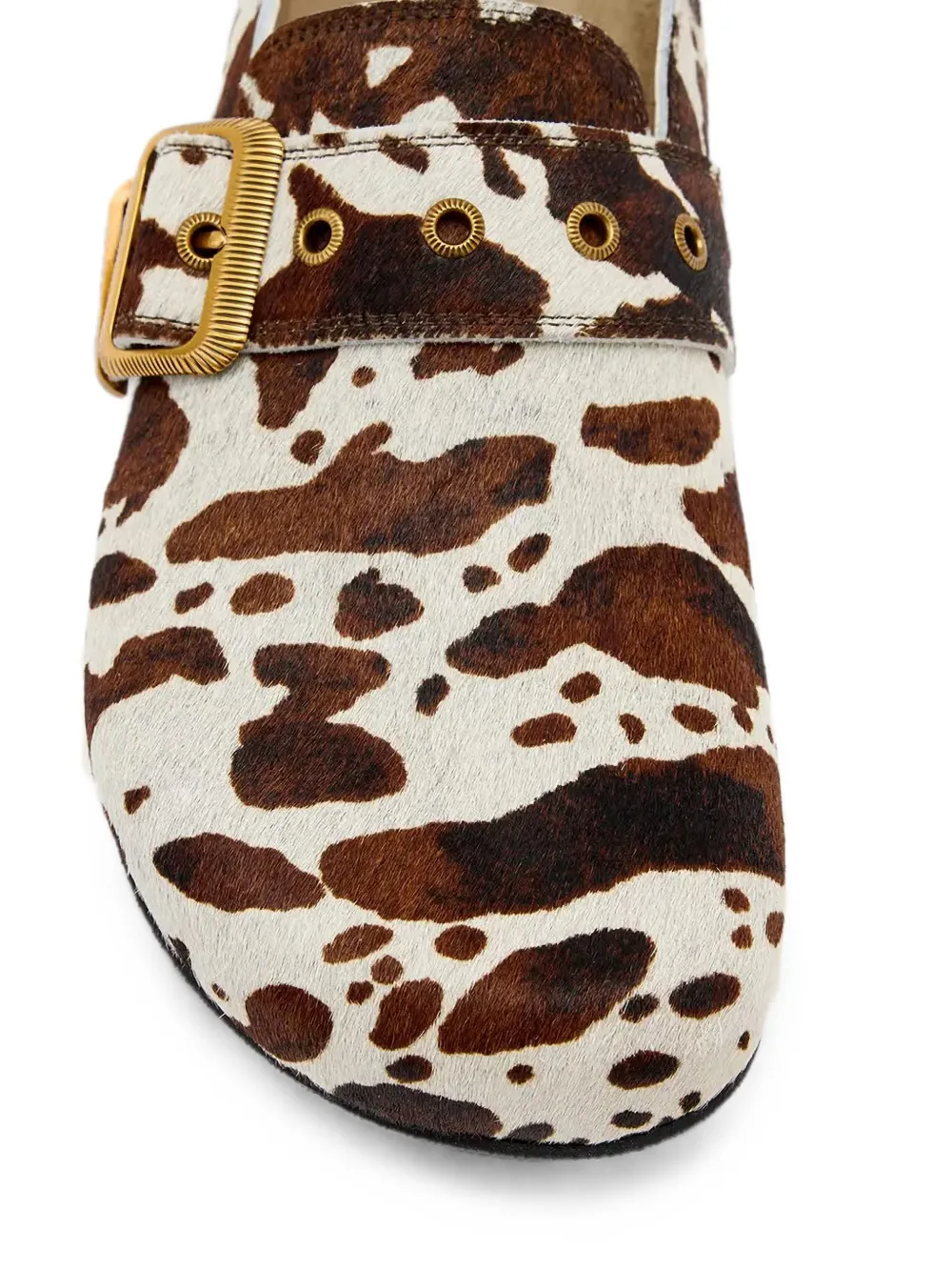 AllSaints Staffa cow-print buckled mules Wit