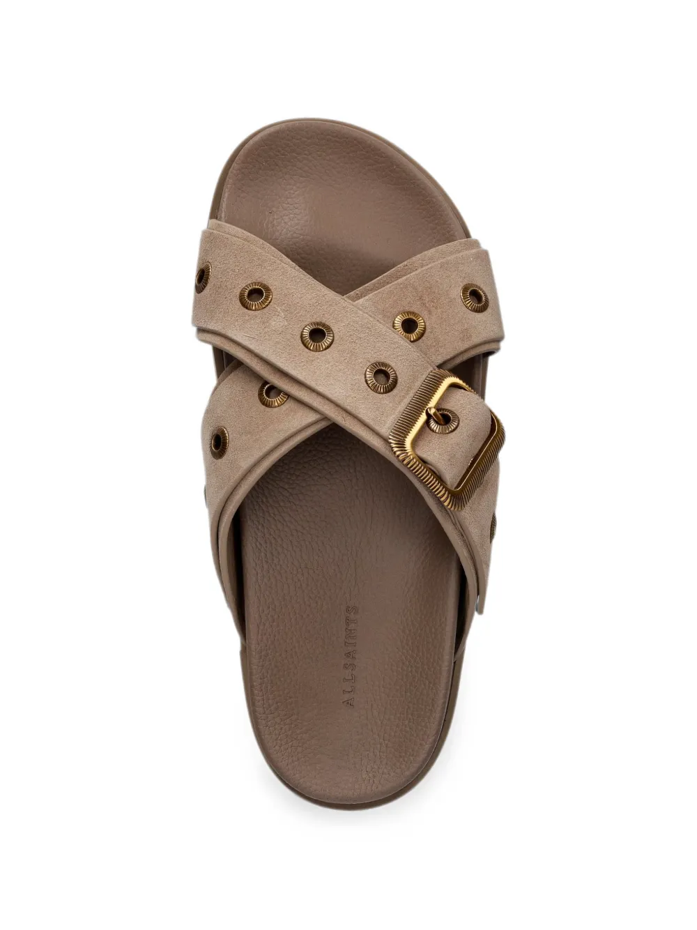 AllSaints Suki eyelet-embellished crossover sandals Bruin