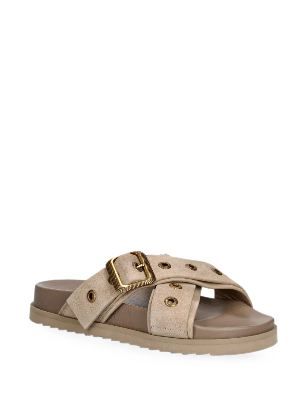 AllSaints Suki eyelet-embellished crossover sandals Bruin