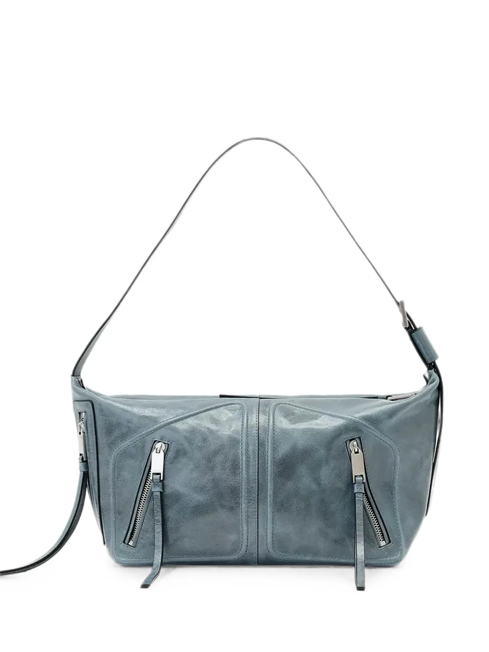 AllSaints Jean Rey multi-zip leather shoulder bag - Blu
