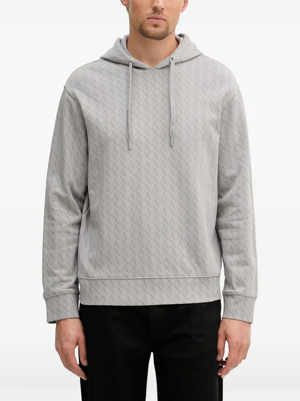 Armani Exchange Monogram-pattern Hoodie In Brown