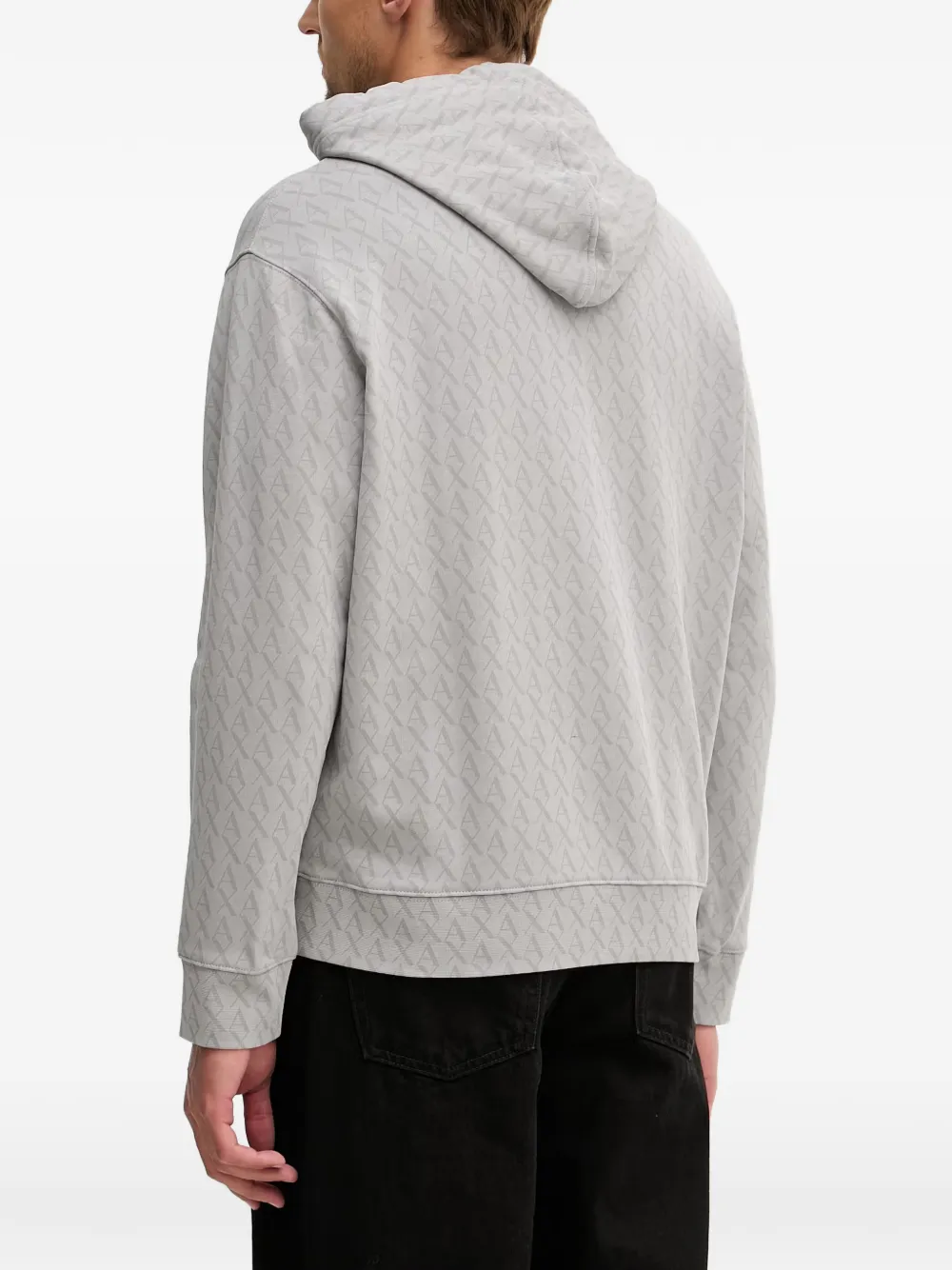 Armani Exchange Hoodie met monogram-print Grijs