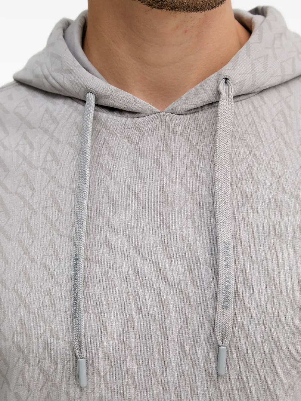 Armani Exchange Hoodie met monogram-print Grijs