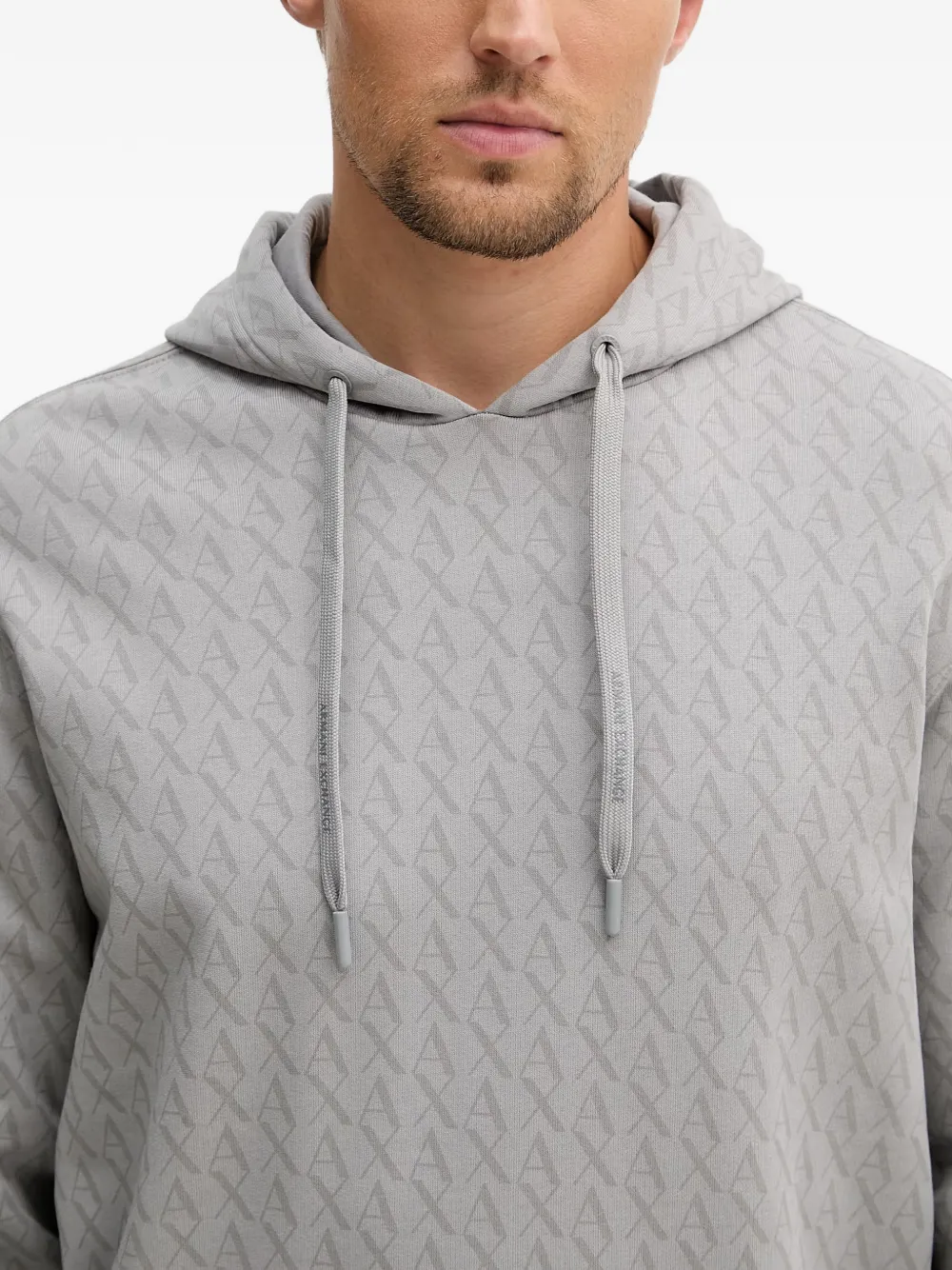 Armani Exchange Hoodie met monogram-print Grijs