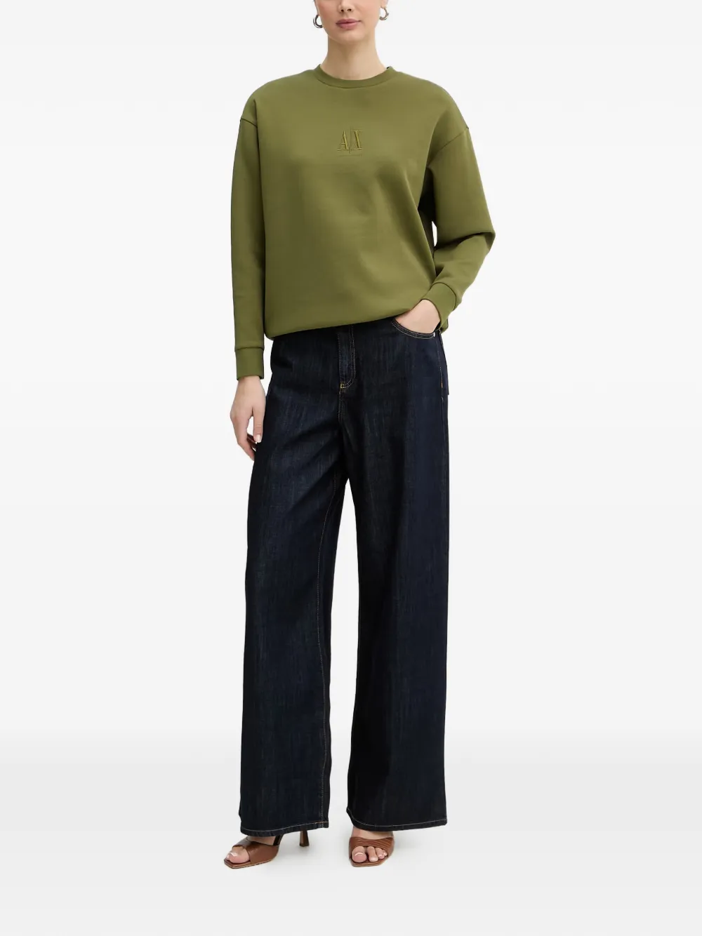 Armani Exchange Sweater met geborduurd logo Groen