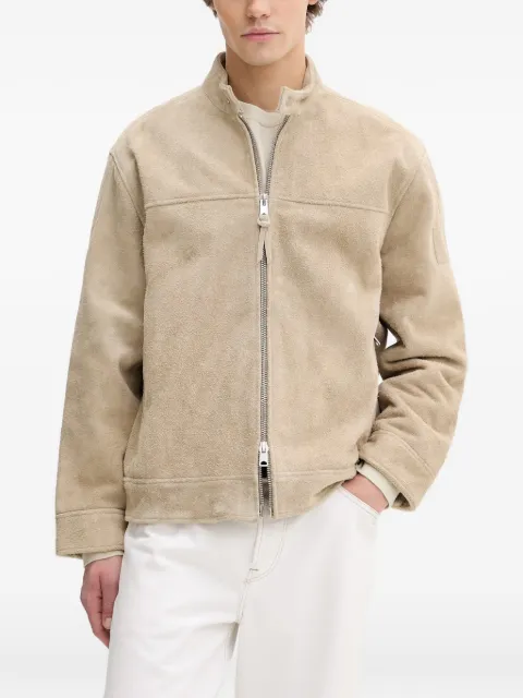 AllSaints Felix suede band-collar jacket