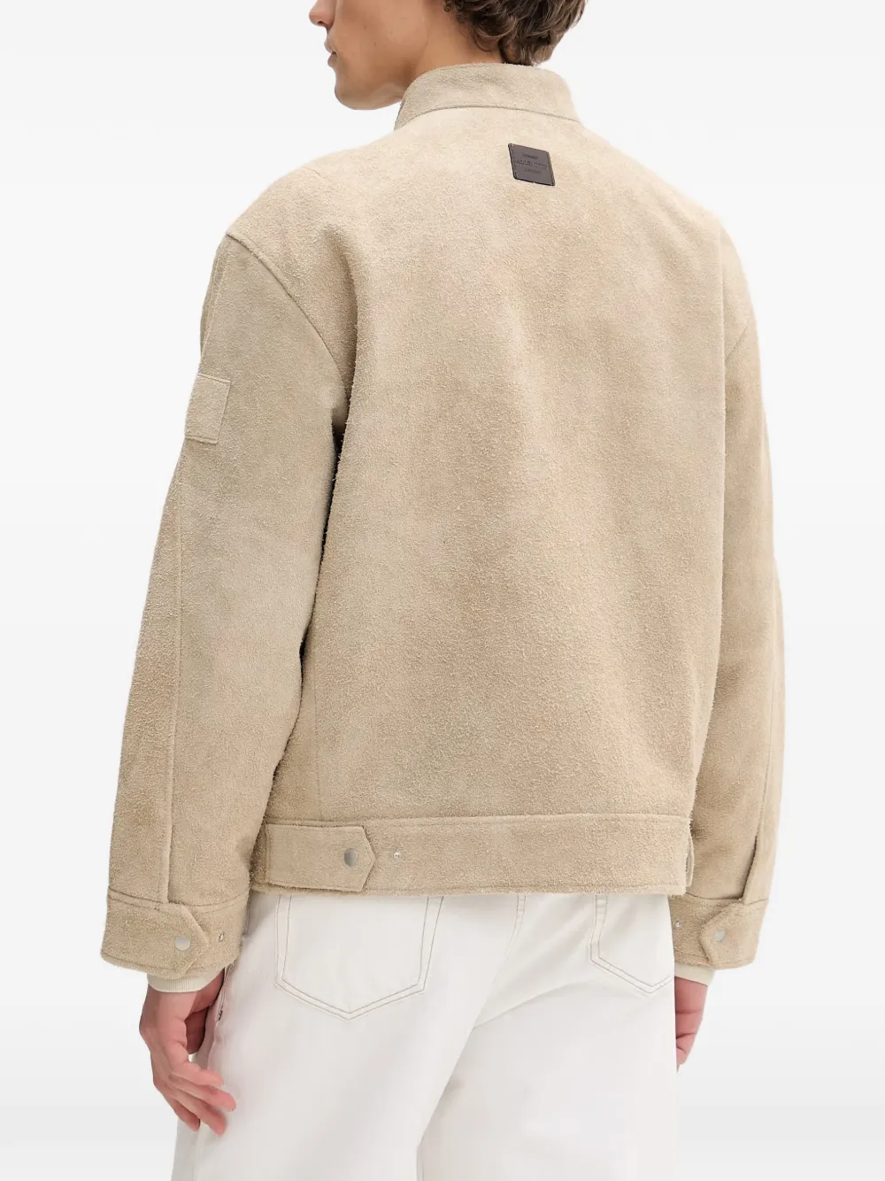 AllSaints Felix suède jack met bandkraag Beige