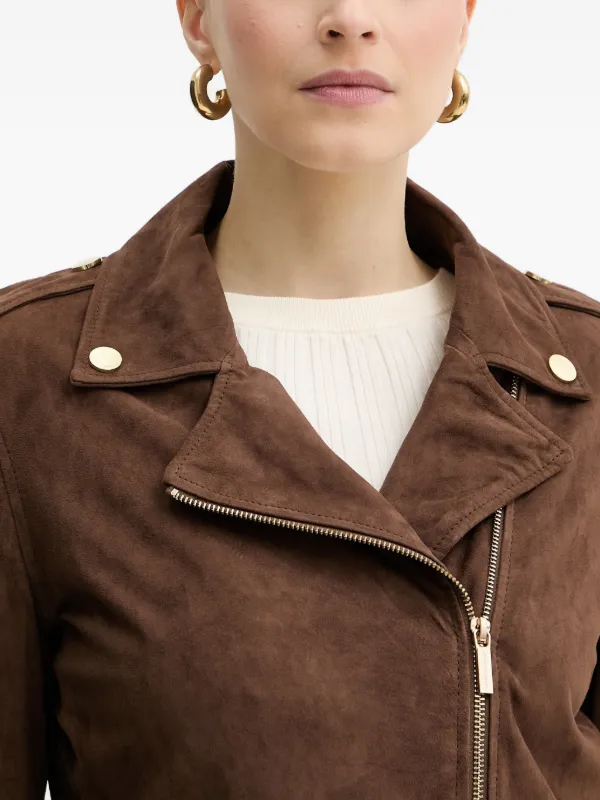Armani Exchange Suede Biker Jacket | Brown | FARFETCH ZA