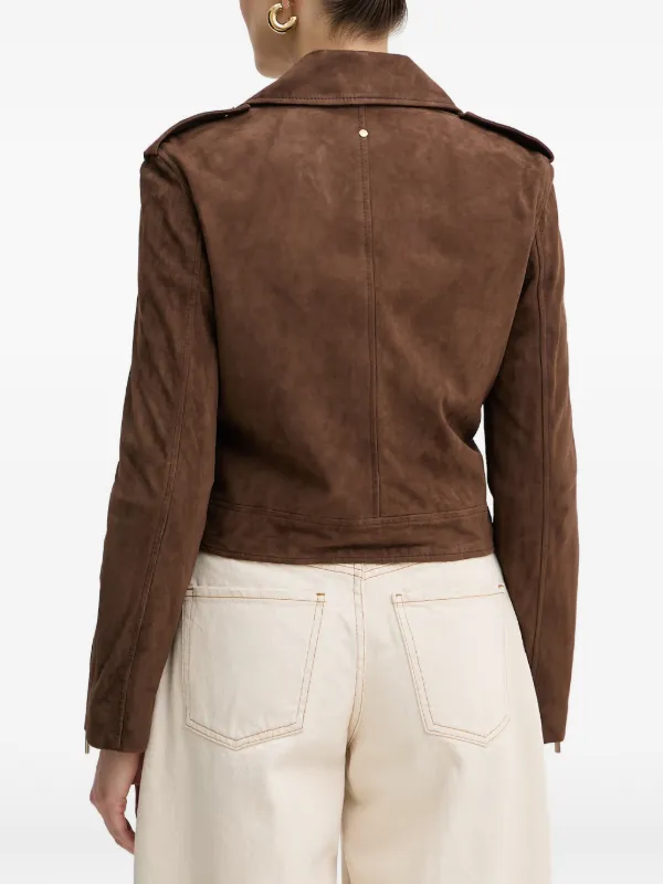 Armani Exchange Suede Biker Jacket | Brown | FARFETCH ZA