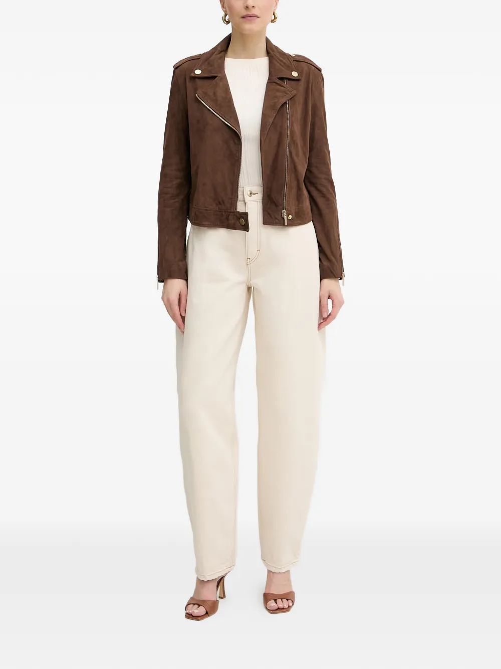 Armani Exchange スエード ライダースジャケット | ブラウン | FARFETCH JP