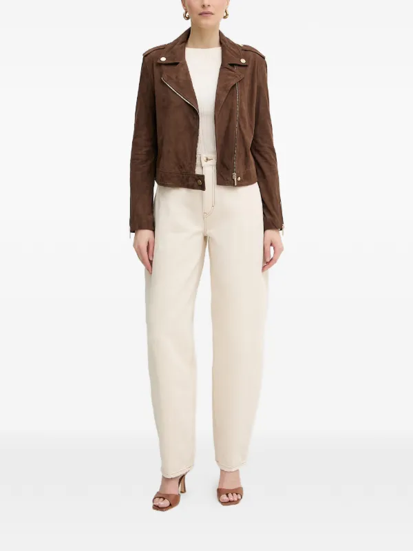 Armani Exchange Suede Biker Jacket | Brown | FARFETCH TH