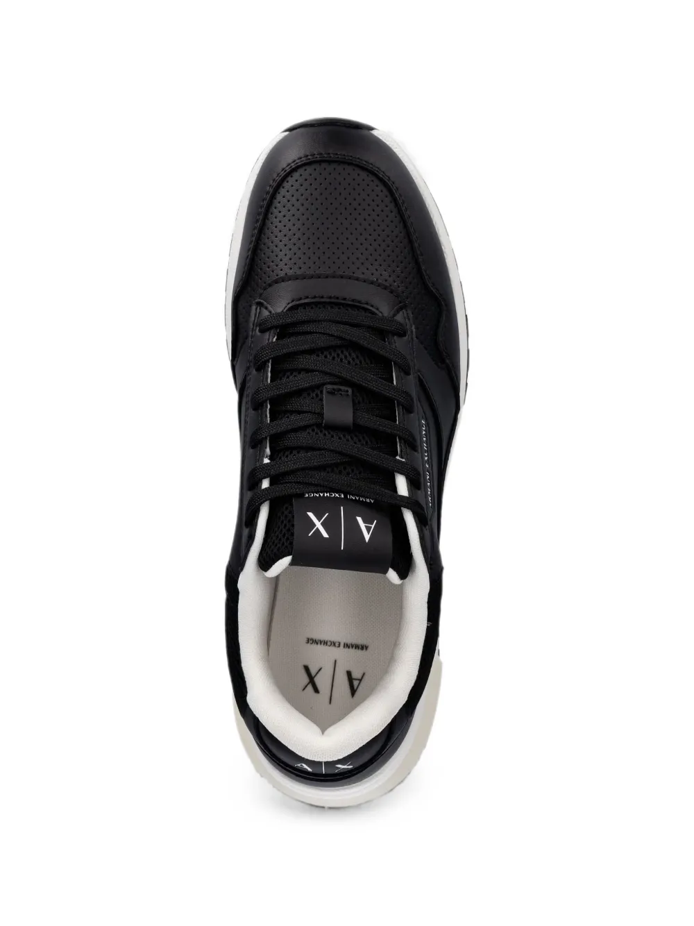 Armani Exchange perforated panelled sneakers Zwart