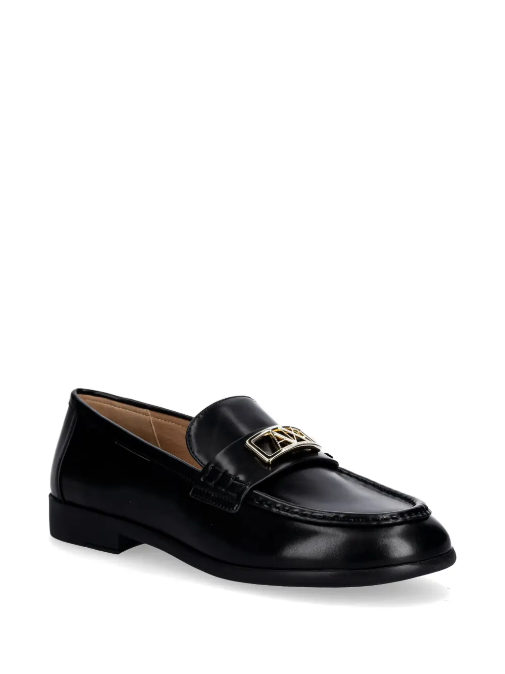 Armani Exchange logo-plaque loafers Zwart
