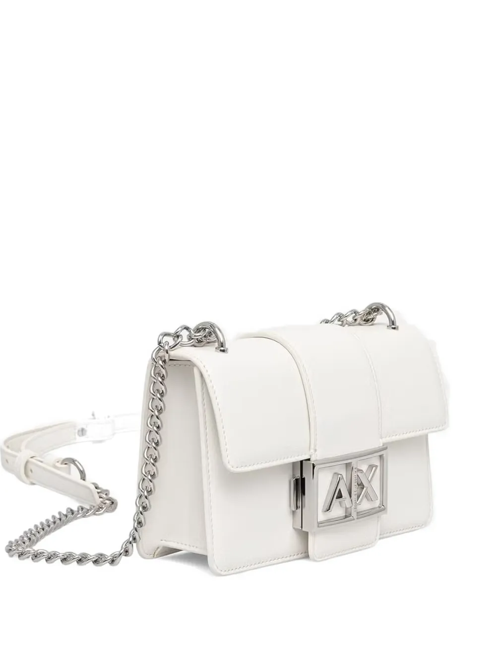 Armani Exchange logo-plaque chain-link cross body mini bag - Bianco