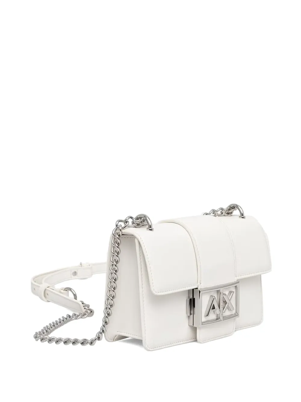 Armani Exchange logo-plaque chain-link cross body mini bag - Bianco
