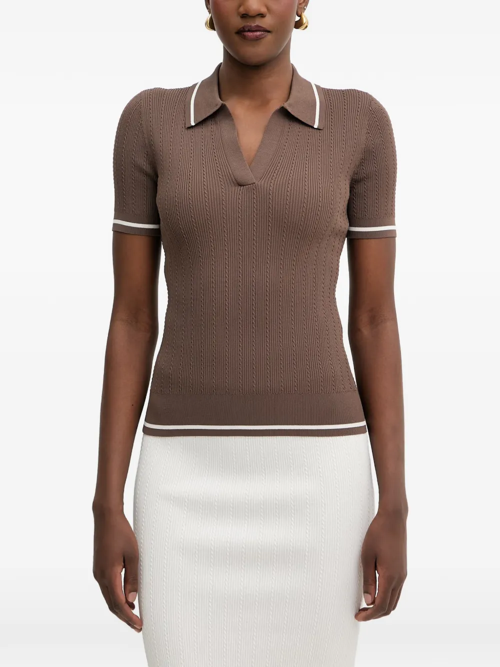 Armani Exchange cable-knit T-shirt - Marrone