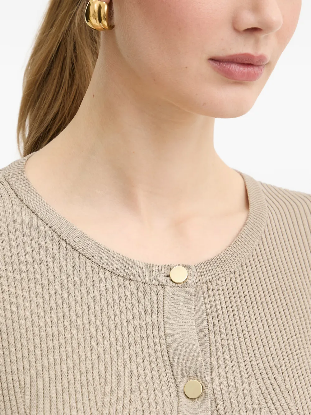 Armani Exchange Ribgebreid vest Beige