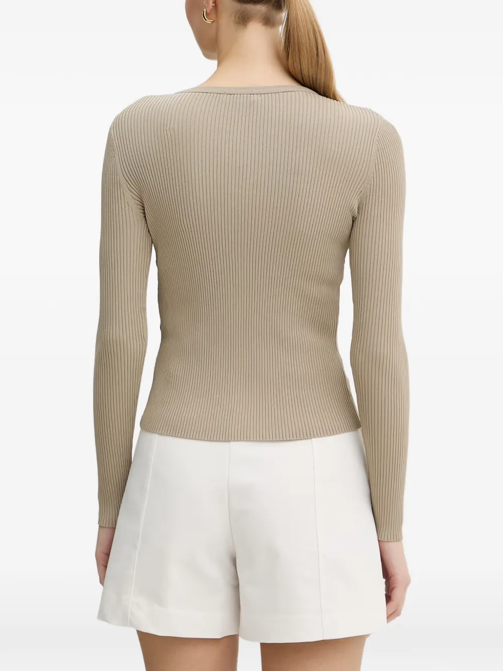Armani Exchange Ribgebreid vest Beige