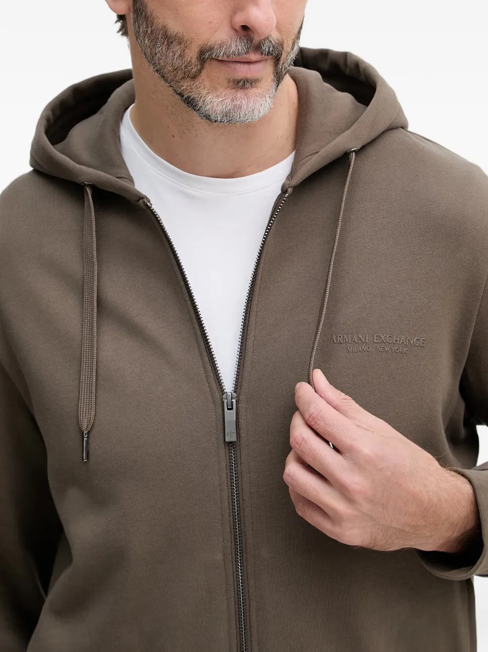 Armani Exchange Hoodie met geborduurd logo Bruin