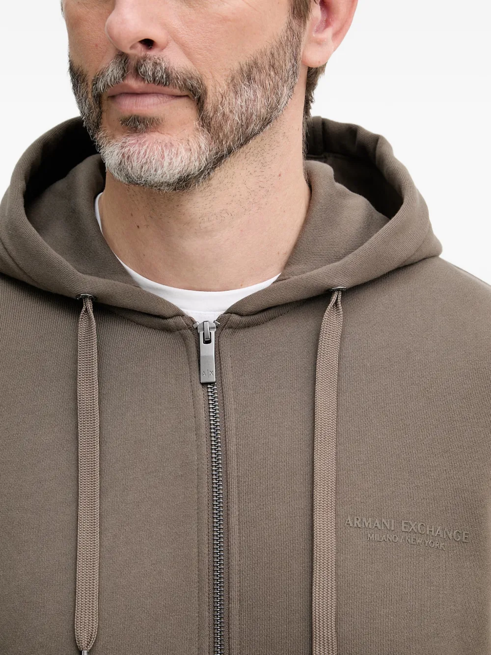 Armani Exchange Hoodie met geborduurd logo Bruin