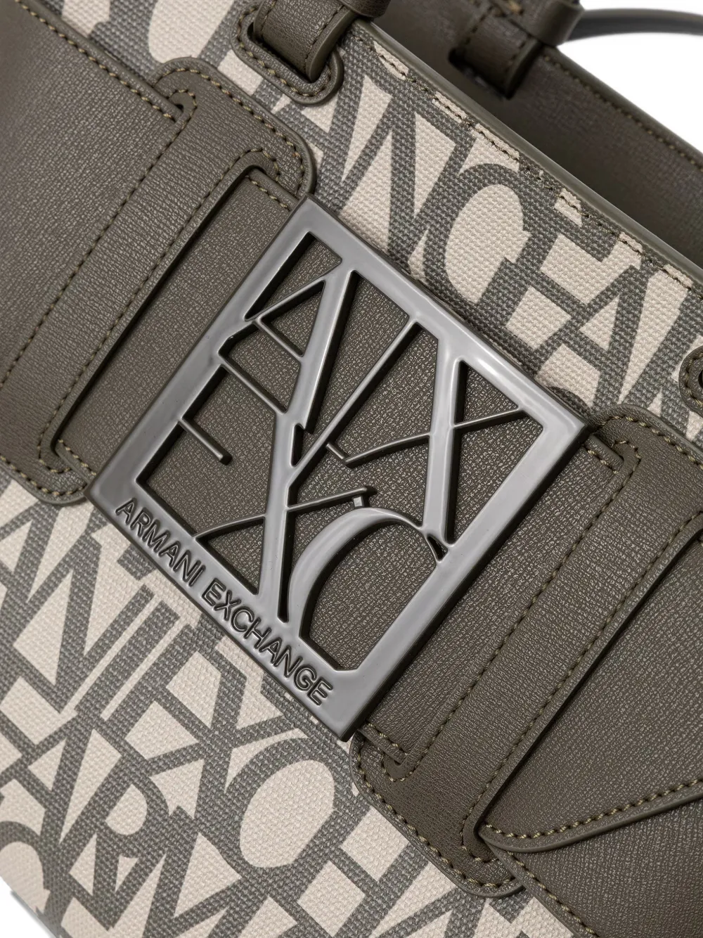Armani Exchange Shopper met gesp-detail en logo-print Groen