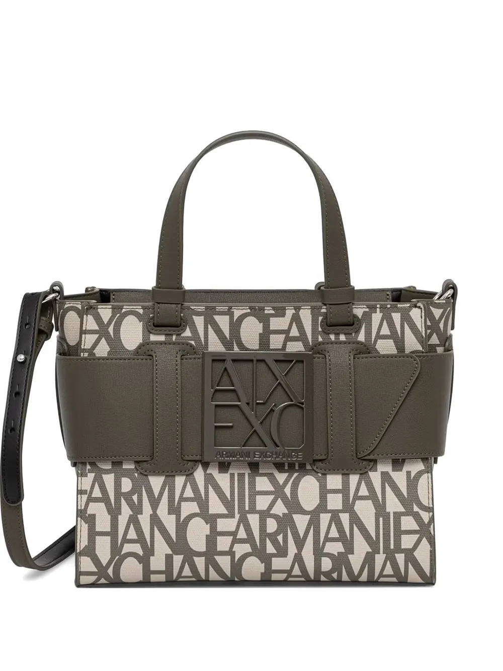 Armani Exchange logo-print buckle-detail tote bag - Verde