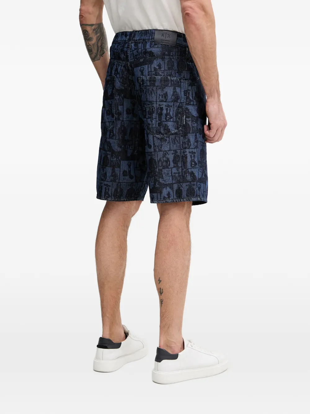 Armani Exchange graphic-print Denim Shorts | Blue | FARFETCH