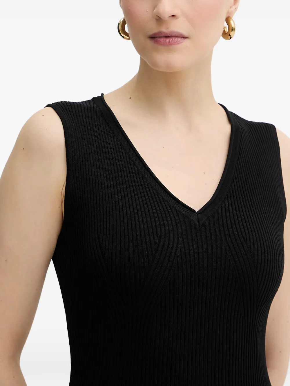 Armani Exchange Ribgebreide jurk Zwart