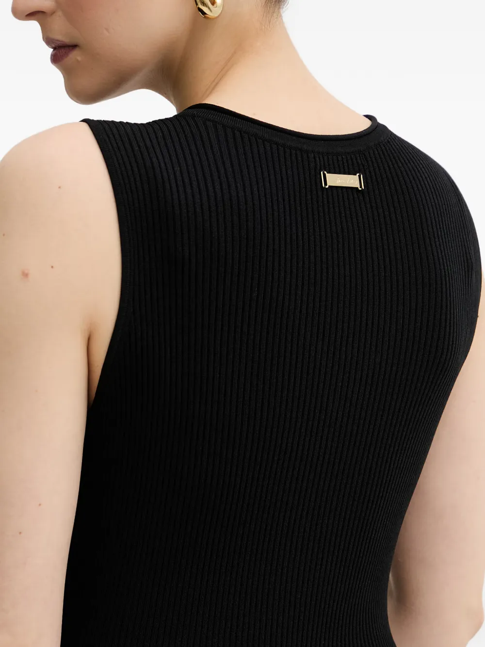 Armani Exchange Ribgebreide jurk Zwart