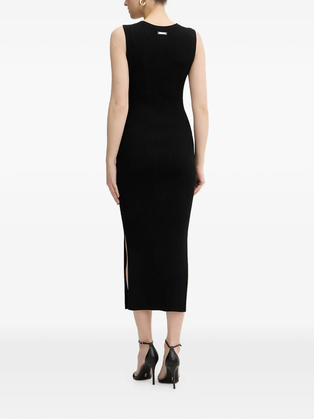 Armani Exchange Ribgebreide jurk Zwart