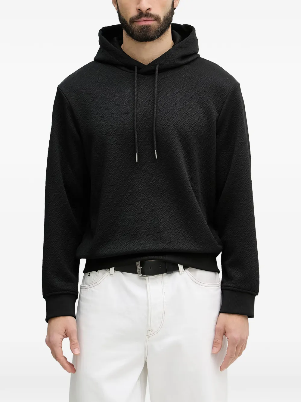 Armani Exchange logo-jacquard hoodie - Nero