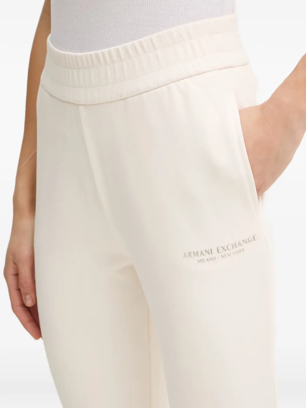 Armani Exchange Trainingsbroek met elastische taille Beige