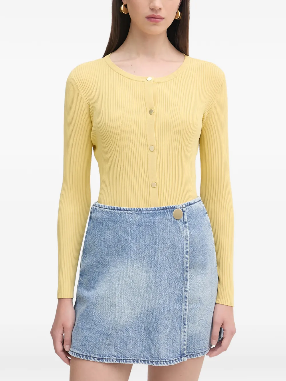 Armani Exchange ribbed-knit cardigan - Yellow