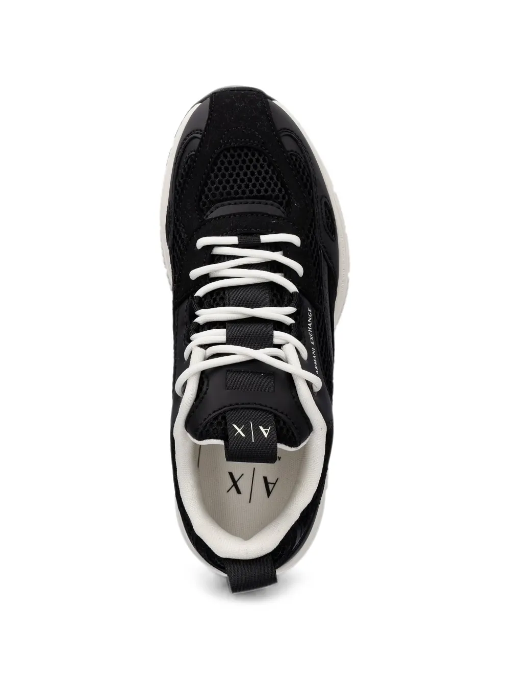 Armani Exchange panelled mesh-insert sneakers Zwart