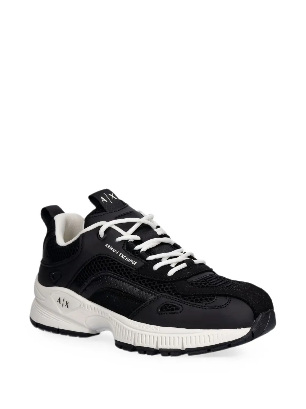 Armani Exchange panelled mesh-insert sneakers Zwart