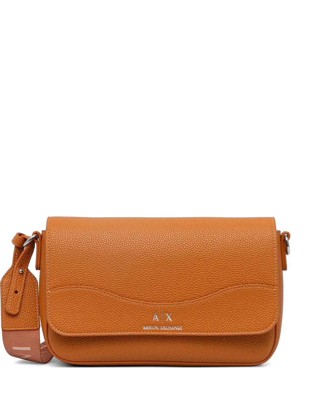 Armani Exchange logo-strap pebbled cross body bag - Arancione