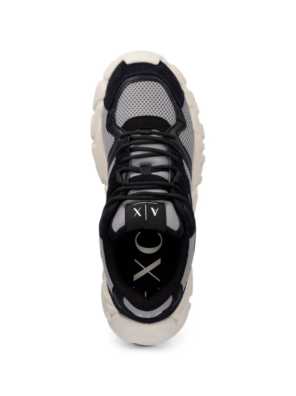 Armani Exchange mesh-panelled chunky-sole sneakers Blauw